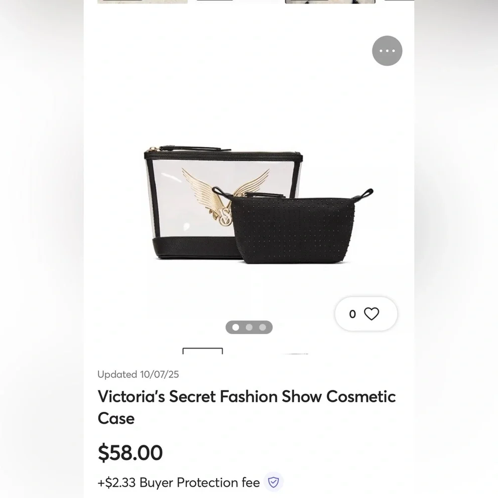 Victoria’s secret Makeup Bag
1 - Clear makeup bag with logo
1 - Small Black Bag - Picture 5 of 5